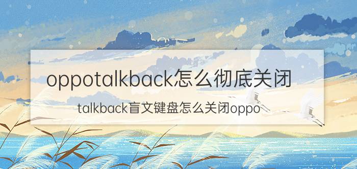 oppotalkback怎么彻底关闭 talkback盲文键盘怎么关闭oppo？